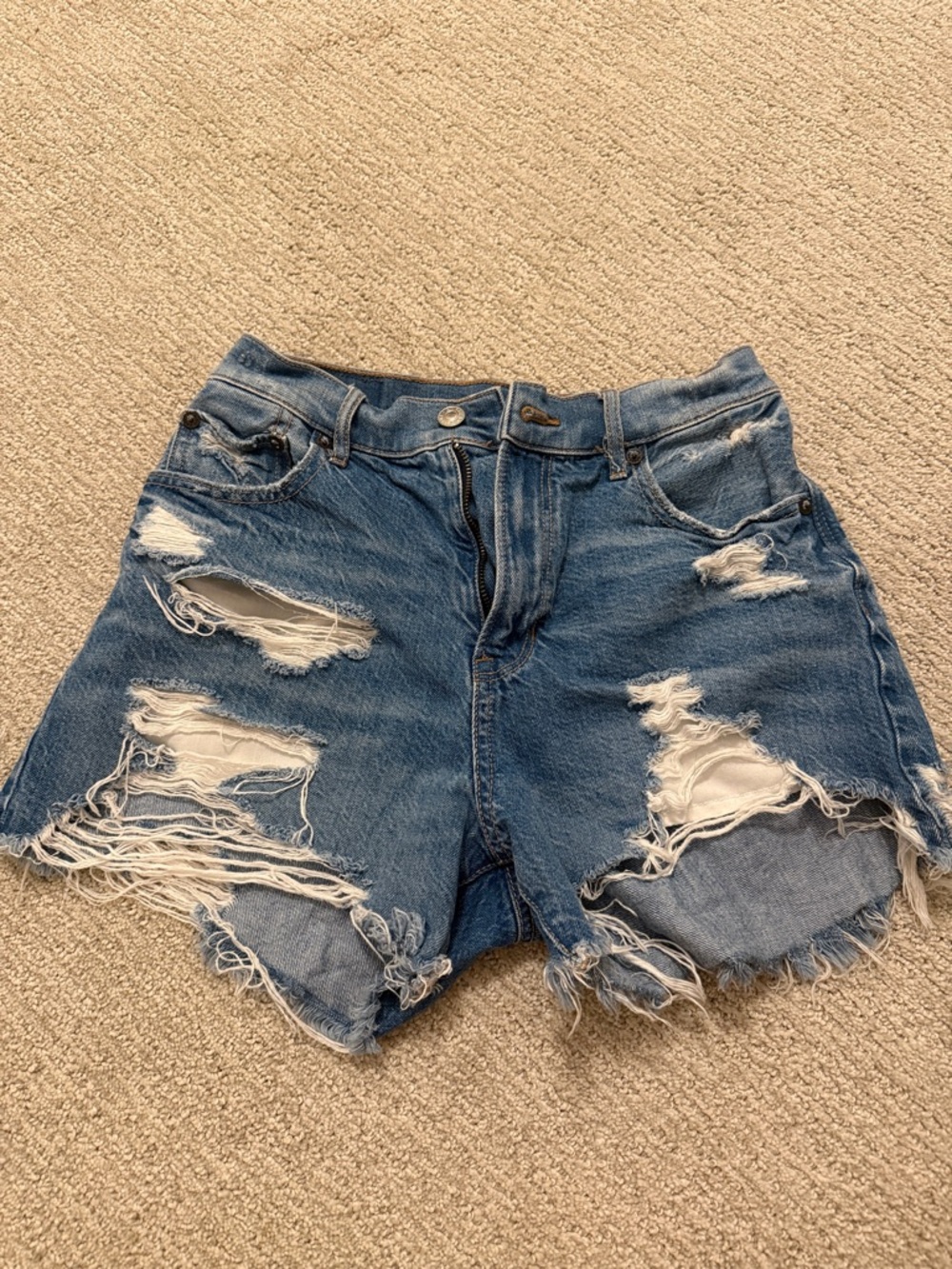 American Eagle Outfitters Distressed Blue Denim Cutoff Shorts